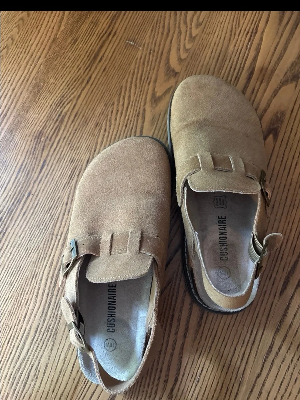 Cushionaire Tan Suede Slip-On Clogs with Sling Back Strap - Picture 2 of 3